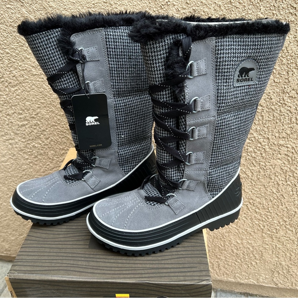 NIB Sorel W 7.5 Tivoli High II Quarry (Dk Gray) Black Winter Boots